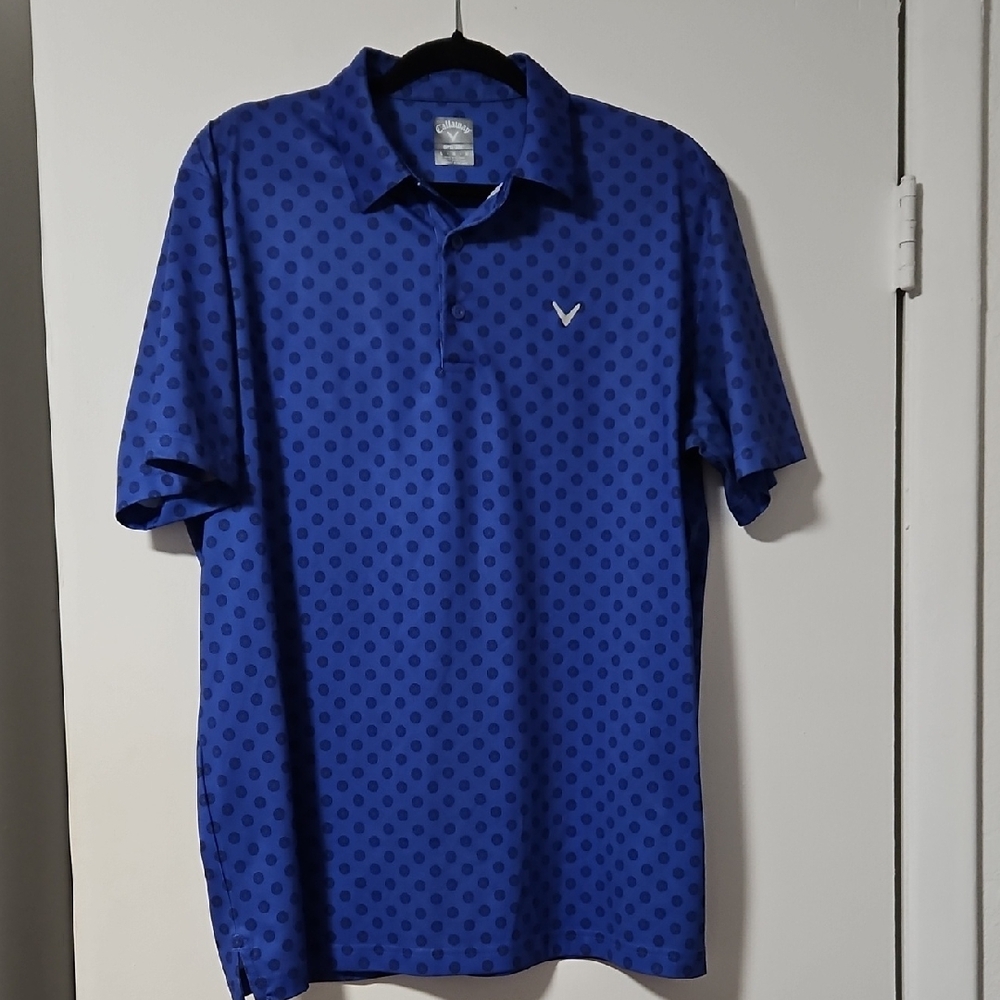 Callaway Men's Navy Polka Dot Polo Shirt